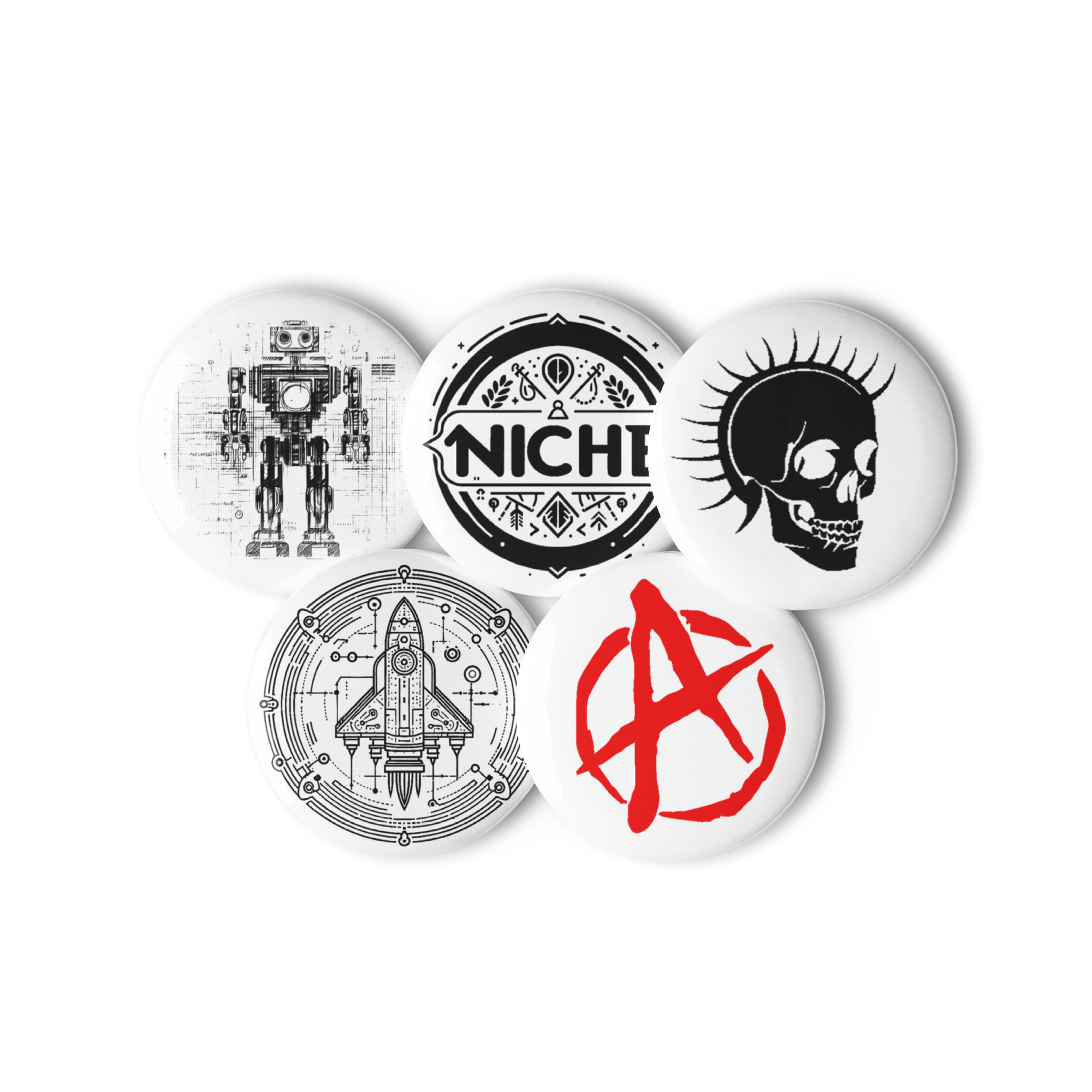 Set of 5 Niche Punk Rock Pins