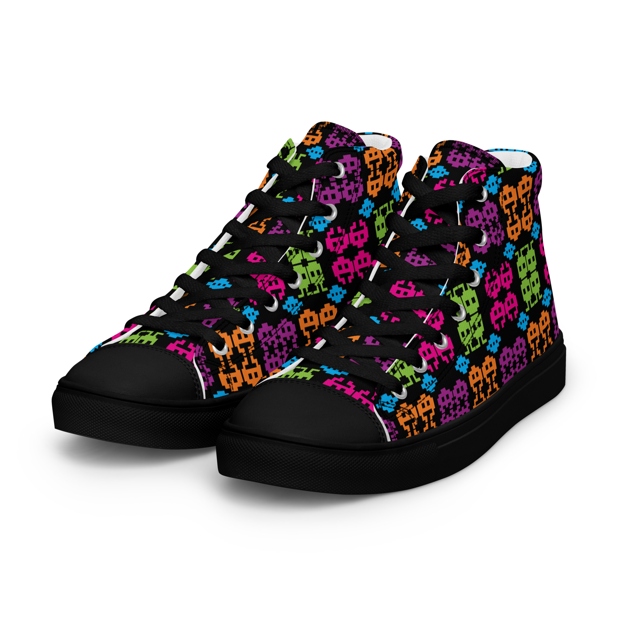 8bit Color Pixel Aliens Pattern Shoes