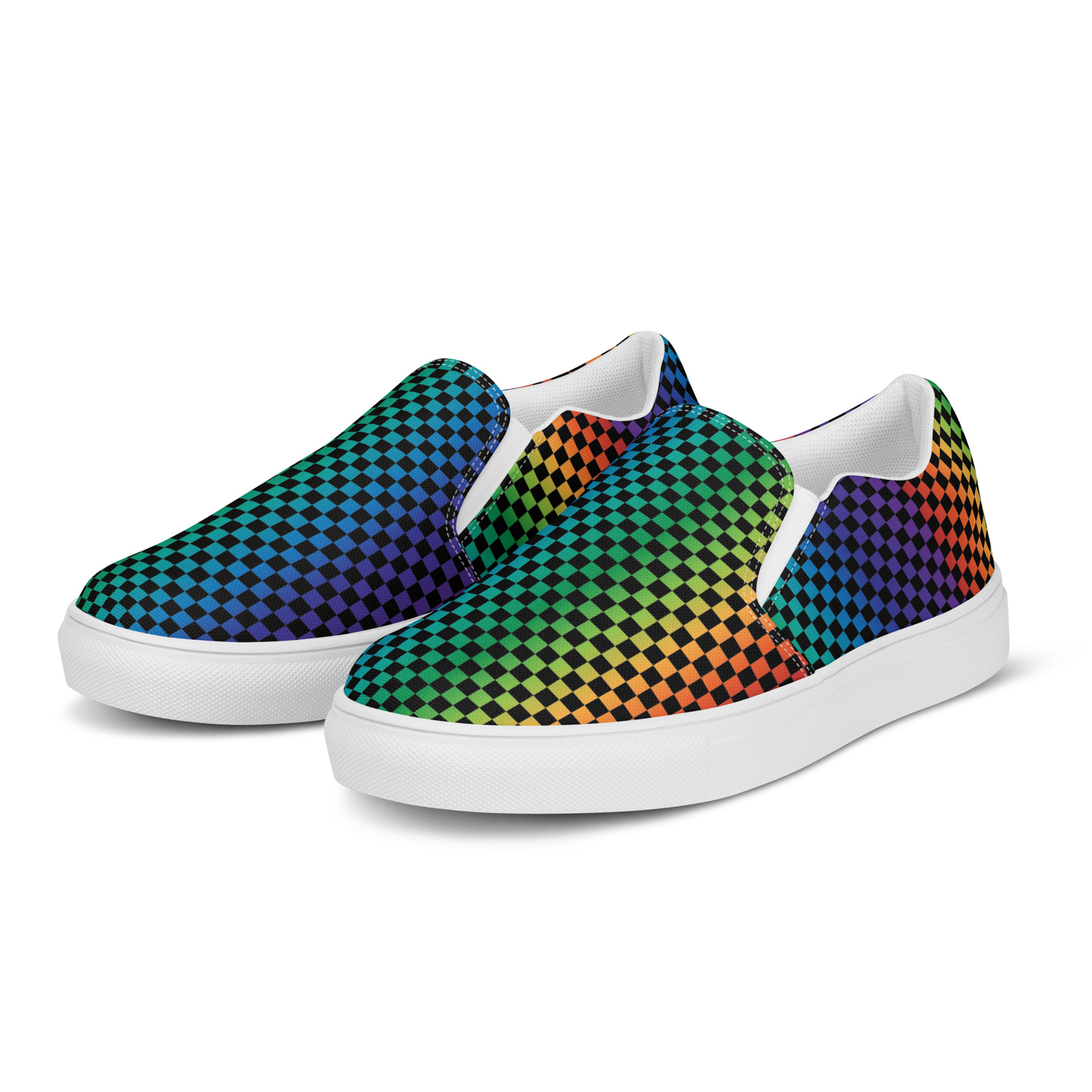 Rainbow Checker board Canvas Shoes